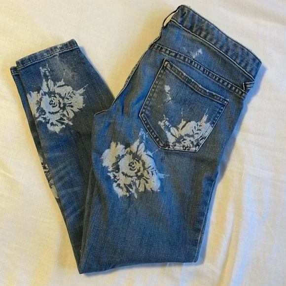 Free People Rose Print Jeans - Picture 2 of 7